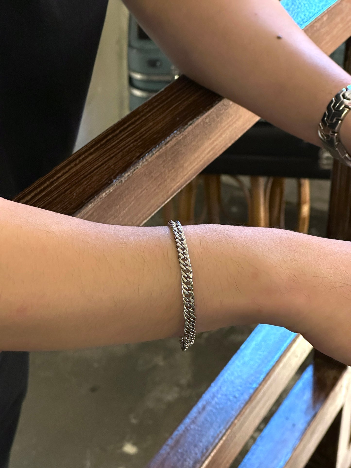 Muster Link Chain Silver Bracelet