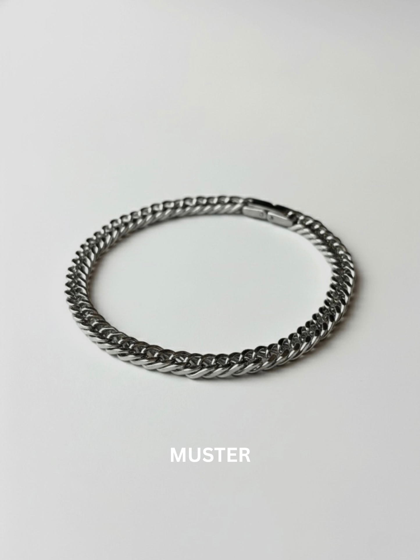 Muster Link Chain Silver Bracelet
